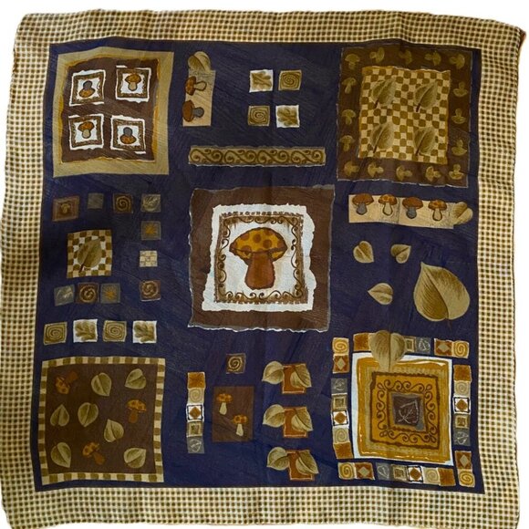 Whimsical vintage mushroom and forest square scarf - Picture 7 of 12